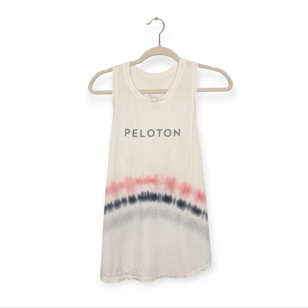 Peloton Women's White Flow Tie Dye Lightweight Tank Top Size M
